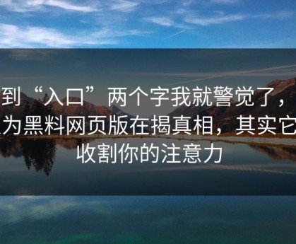 看到“入口”两个字我就警觉了，你以为黑料网页版在揭真相，其实它在收割你的注意力