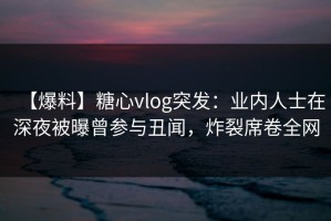 【爆料】糖心vlog突发：业内人士在深夜被曝曾参与丑闻，炸裂席卷全网