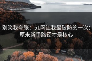 别笑我夸张：51网让我最破防的一次：原来新手路径才是核心