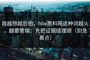 我越想越后怕，hlw黑料网这种词越火，越要警惕：先把证据链理顺（别急着点）