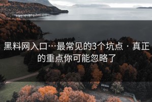 黑料网入口…最常见的3个坑点 · 真正的重点你可能忽略了