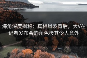 海角深度揭秘：真相风波背后，大V在记者发布会的角色极其令人意外