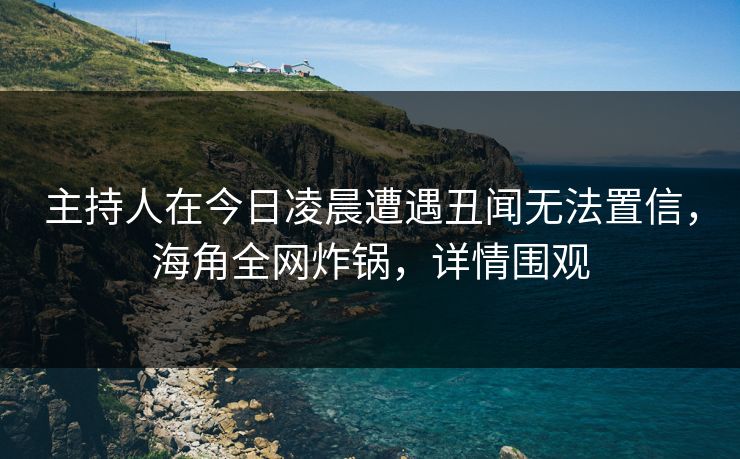主持人在今日凌晨遭遇丑闻无法置信，海角全网炸锅，详情围观