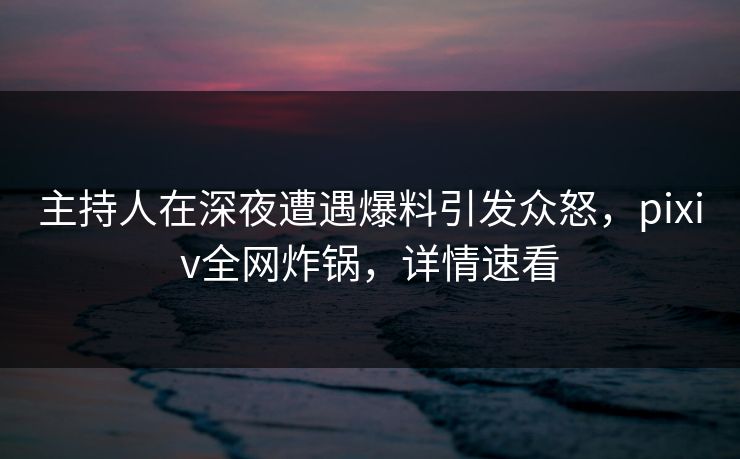 主持人在深夜遭遇爆料引发众怒,pixiv全网炸锅,详情速看 主持人在深夜遭遇爆料引发众怒,pixiv全网炸锅,详情速看