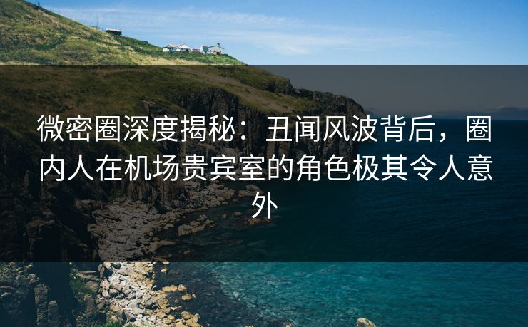 微密圈深度揭秘:丑闻风波背后,圈内人在机场贵宾室的角色极其令人意外 微密圈深度揭秘:丑闻风波背后,圈内人在机场贵宾室的角色极其令人意外