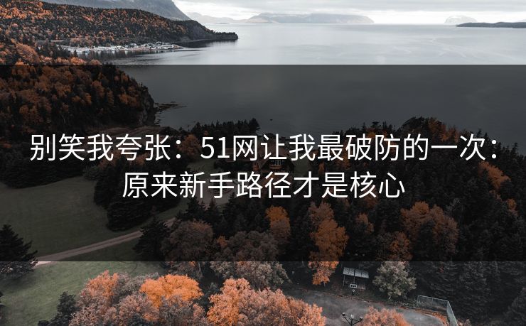 别笑我夸张：51网让我最破防的一次：原来新手路径才是核心
