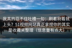 我真的忍不住吐槽一句：刷着刷着就上头？51视频网站真正拿捏你的其实是收藏夹整理（信息量有点大）