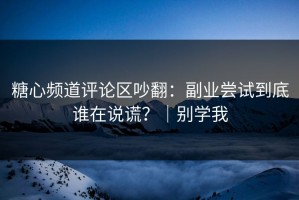 糖心频道评论区吵翻：副业尝试到底谁在说谎？｜别学我