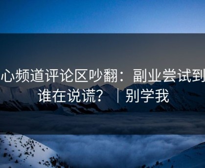 糖心频道评论区吵翻：副业尝试到底谁在说谎？｜别学我