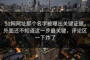 51网网址那个名字被曝出关键证据，外面还不知道这一步最关键，评论区一下炸了