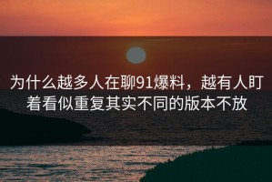 为什么越多人在聊91爆料，越有人盯着看似重复其实不同的版本不放