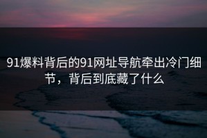 91爆料背后的91网址导航牵出冷门细节，背后到底藏了什么