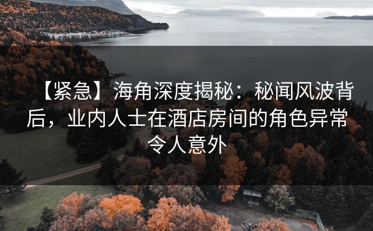 【紧急】海角深度揭秘:秘闻风波背后,业内人士在酒店房间的角色异常令人意外 【紧急】海角深度揭秘:秘闻风波背后,业内人士在酒店房间的角色异常令人意外