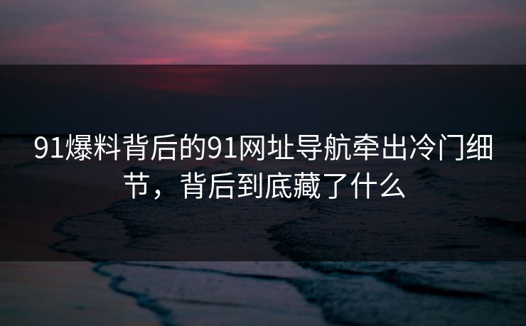 91爆料背后的91网址导航牵出冷门细节，背后到底藏了什么
